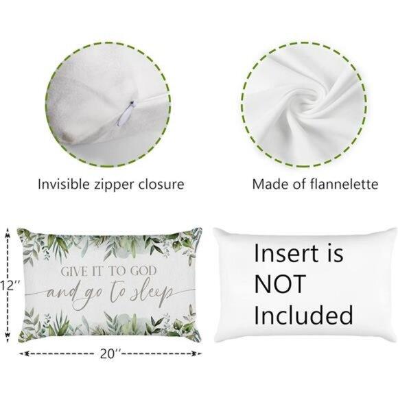 Give It to God and Go to Sleep Pillow Cover 12x20 Eucalyptus Christian Home Deco - Picture 2 of 5